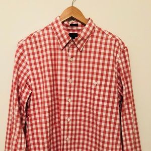 Men’s J Crew Slim Checkered Salmon Button Down L